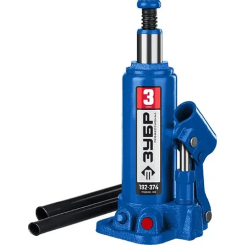 картинка зубр  3 т, 192 - 374 мм, бутылочный гидравлический домкрат, профессионал (43060-3) от магазина Tovar-RF.ru