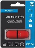 картинка maxvi sf 32gb red, монолит с колпачком, soft touch, usb 2.0 от магазина Tovar-RF.ru