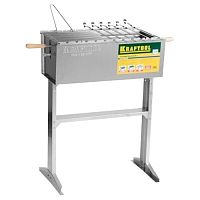 картинка мангал kraftool "expert" стационарный, 6 шампуров, 1 решетка, поддон для угля, 300x600x800 мм [68320]от магазина Tovar-RF.ru