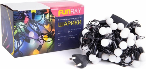 картинка LED гирлянда FUNRAY "Шарики" матовые BL-10100M, 100 LED, 10 м, мульти (7цв.),черный шнур,(18188) магазин Tovar-RF.ru являющийся официальным дистрибьютором в России картинка LED гирлянда FUNRAY "Шарики" матовые BL-10100M, 100 LED, 10 м, мульти (7цв.),черный шнур,(18188) от магазина Tovar-RF.ru