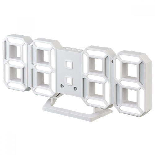 картинка perfeo led часы-будильник "luminous 2", белый корпус / белая подсветка (pf-6111)  pf_b4921  от магазина Tovar-RF.ru