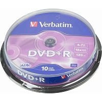 картинка verbatim  диски dvd+r  4.7gb 16х, 10 шт, cake box (43498)  от магазина Tovar-RF.ru