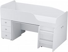 картинка кровать-чердак polini кровать-чердак детская polini kids simple 4500 с рабочей зоной, белый (5кор) от магазина Tovar-RF.ru