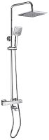 картинка Душевой комплект GFMARK 3102 Смеситель + стойка душевая тропический душ с ТЕРМОСТАТОМ, с двумя лейками , хромированный от магазина Tovar-RF.ru