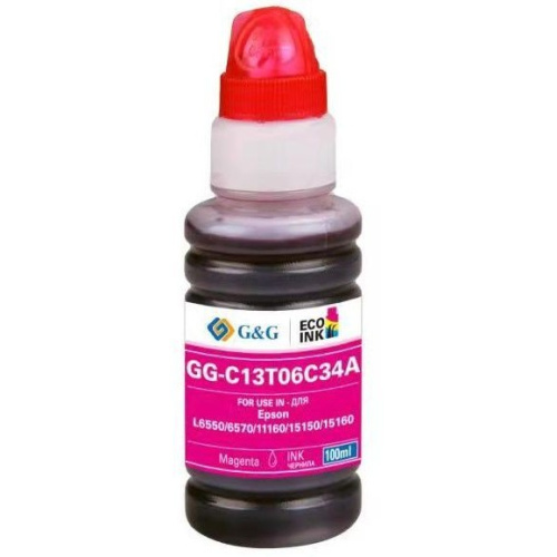 картинка чернила g&g gg-c13t06c34a №112 пурпурный 100мл для epson l6550/6570/11160/15150/15160 от магазина Tovar-RF.ru