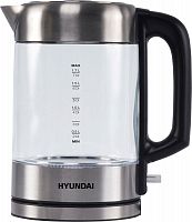 картинка чайник hyundai hyk-g6405 1.7л. 2200вт черный/серебристый (стекло) от магазина Tovar-RF.ru