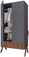 картинка мебель для новорожденных polini шкаф двухсекционный kids porto 3100 с 1 ящиком графит-дуб крафт (1 кор.) от магазина Tovar-RF.ru