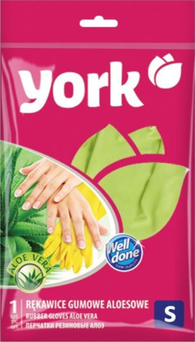 картинка Перчатки резиновые YORK Перчатки резиновые с экстрактом Алоэ (S) 092160 YORK резиновые с экстрактом Алоэ (S) 092160 от магазина Tovar-RF.ru