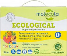 картинка порошок для стирки MOLECOLA Экологичный стиральный порошок для белого и цветного детского белья 3600 г, 71508 от магазина Tovar-RF.ru