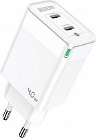 картинка сзу aksberry (6972310648743) t44 usbc+usbc 40w max с кабелем type c белый от магазина Tovar-RF.ru