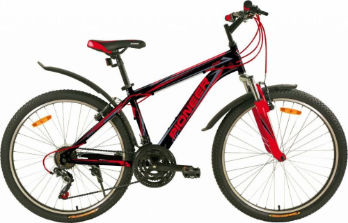 картинка велосипед pioneer city 26"/18" black-red-grayот магазина Tovar-RF.ru