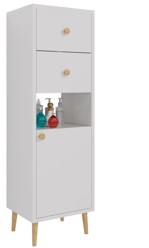 картинка Шкаф  LUNO, 35см, напольный, правый, 1дв.,2 ящ., 1 откр. полка,белый глянец от магазина Tovar-RF.ru фото 4