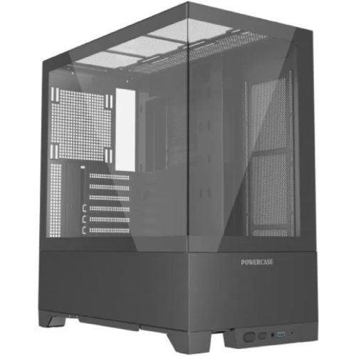 картинка Powercase Vision Black V2, Tempered Glass, чёрный, ATX  (CVBAV2-L0) от магазина Tovar-RF.ru