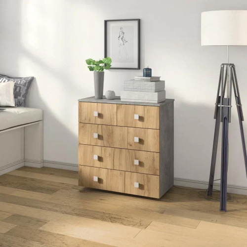 картинка Комод БИТЕЛ ЛОФТ-5 Ателье светлое/дуб крафт золотой БИТЕЛ ЛОФТ-5 Бетон/дуб крафт золотой от магазина Tovar-RF.ru