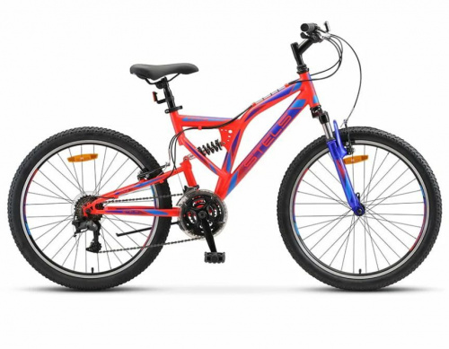 картинка велосипед stels mustang md 24 v010 lu095563 lu094555 16 красный неоновый/синий 2023от магазина Tovar-RF.ru