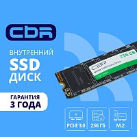 картинка cbr ssd-256gb-m.2-lt22, внутренний ssd-накопитель, серия "lite", 256 gb, m.2 2280, pcie 3.0 x4, nvme 1.3, sm2263xt, 3d tlc nand, r/w speed up to 2000/1300 mb/s, tbw (tb) 128 от магазина Tovar-RF.ru