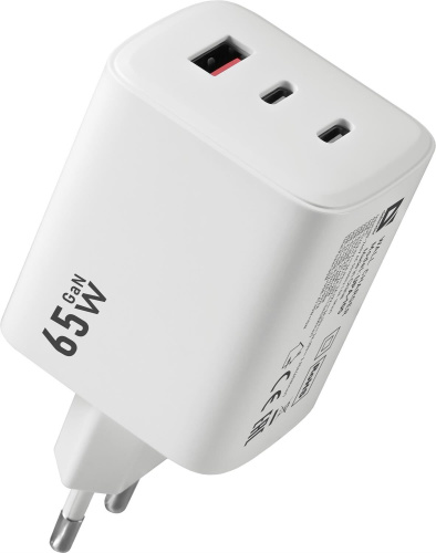 картинка сзу defender (83265) upa-105 65w, usb a+c+с, белый от магазина Tovar-RF.ru
