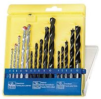 картинка Набор сверл SPARTA Набор сверл по бетону, металлу, дереву 4-5-6-8-10 мм, 15 шт, пластиковый бокс, цилиндрический хвостовик 725085 от магазина Tovar-RF.ru
