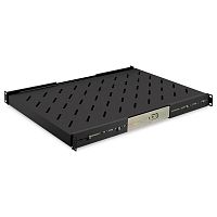 картинка exegate ex301148rus полка выдвижная 19" exegate ecss-fs1000-b (перфорированная, глубина 650мм, крепление 19" 1u, для напольных шкафов и стоек глубиной 800мм/1000мм, нагрузка до 40кг, цвет черный ral 9 от магазина Tovar-RF.ru