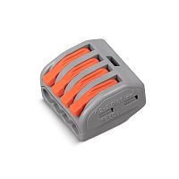 картинка Cabeus PCT-214 Клемма соединительная универсальная 4-х проводнаяс рычагом 0,08-2,5/4,0 (10шт) от магазина Tovar-RF.ru