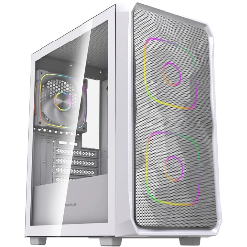 картинка Powercase Корпус Mistral SM06 ARGB, Tempered Glass, 3x120mm ARGB PWM fans, белый, mATX  (CMMSM06W-A3) от магазина Tovar-RF.ru