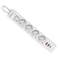 картинка defender удлинитель с сетевым фильтром dfs 145 5 м,белый,4розетки,usb+typec [99435] от магазина Tovar-RF.ru