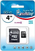 картинка карта памяти smartbuy (sb4gbsdcl4-01) microsdhc 4gb class4 + адаптер от магазина Tovar-RF.ru