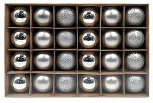 картинка Набор ёлочных шаров WINTER GLADE Набор ёлочных шаров пластик, 6 см, 24 шт, серебряный микс, 6024G002 от магазина Tovar-RF.ru
