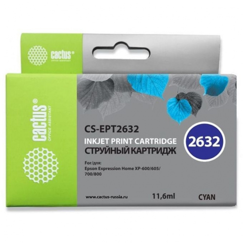 картинка картридж струйный cactus cs-ept2632 голубой (11.6мл) для epson expression home xp-600/605/700/800 от магазина Tovar-RF.ru