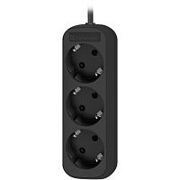 картинка defender удлинитель m330 3.0 м, 3 розетки, черный [99322],с заземлением  от магазина Tovar-RF.ru