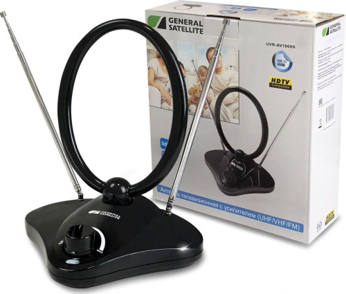 картинка антенна комнатная generall satellite uvr-av1000n мв+дмв черный generall satellite uvr-av1000n мв+дмв черный от магазина Tovar-RF.ru