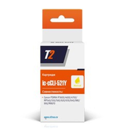 картинка t2 cli-521y картридж (ic-ccli-521y) для pixma ip3600/4600/mp540/620/630/980, желтый, с чипом магазин Tovar-RF.ru являющийся официальным дистрибьютором в России картинка t2 cli-521y картридж (ic-ccli-521y) для pixma ip3600/4600/mp540/620/630/980, желтый, с чипом от магазина Tovar-RF.ru