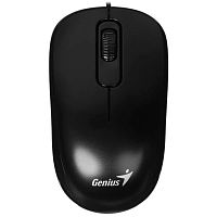 картинка мышь проводная genius dx-110, usb, оптическая, разрешение 1000 dpi, 3 кнопки, кабель 1.5m, для правой/левой руки. цвет: черный (31010009400) от магазина Tovar-RF.ru