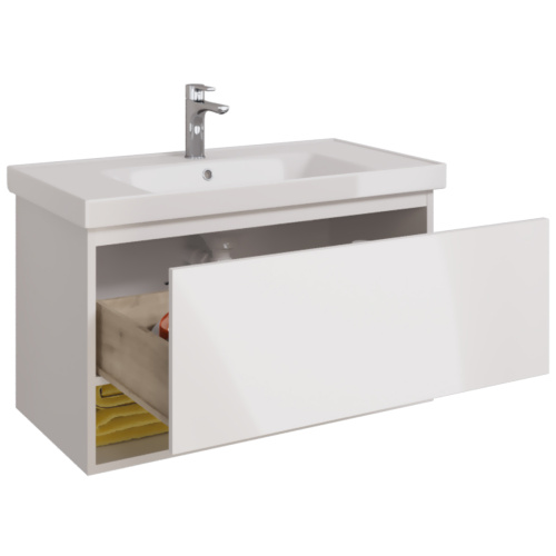 картинка Тумба PERFECTO, 90 см, подвесная, 1 ящик, push-to-open, белый глянец от магазина Tovar-RF.ru фото 11