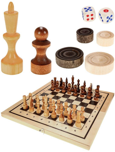 картинка настольные игры рыжий кот набор 3 в 1 (нарды, шашки, шахматы) 400х210 мм (арт. ин-7510) от магазина Tovar-RF.ru