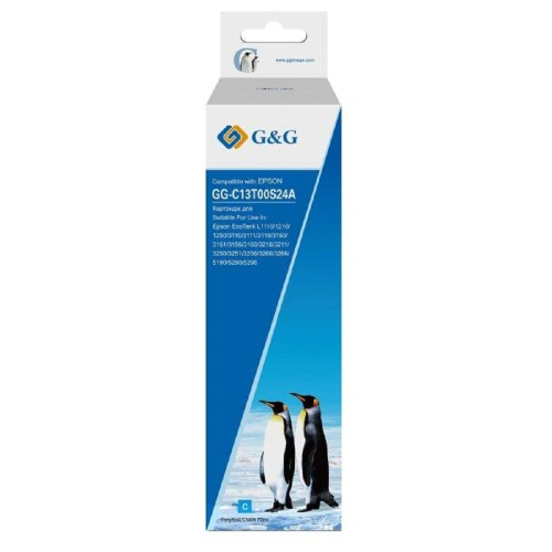 картинка чернила g&g gg-c13t00s24a голубой70мл для l1110, l3151, l3100, l3101, l3110, l3150 магазин Tovar-RF.ru являющийся официальным дистрибьютором в России картинка чернила g&g gg-c13t00s24a голубой70мл для l1110, l3151, l3100, l3101, l3110, l3150 от магазина Tovar-RF.ru