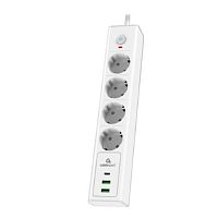 картинка cablexpert сетевой фильтр exnovo exn-4-cu2-w-2 (4р, 16а, 1xtype-c pd, 30вт, 2 х usb, 2м, ур.защиты 4+) белый, коробка от магазина Tovar-RF.ru