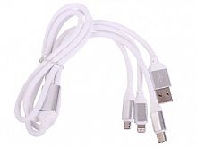 картинка usb кабель smartbuy (ik-312 white) 3 в 1 microusb+type-c+8 pin 1 м от магазина Tovar-RF.ru