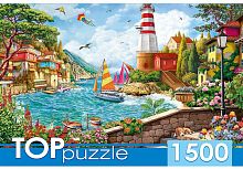 картинка мозаика toppuzzle пазлы 1500 элементов. хтп1500-1589 маяк в приморском городе пп-00145451 от магазина Tovar-RF.ru