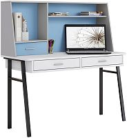 картинка Детская мебель POLINI Стол письменный kids Aviv 1455 с надстройкой и ящиками белый/серый-голубой (4 кор.) POLINI Стол письменный kids Aviv 1455 с надстройкой и ящиками белый/серый-голубой (4 кор.) от магазина Tovar-RF.ru
