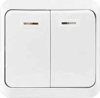 картинка выключатель SMARTBUY (SBE-03w-10-SW2-1) Юпитер, 2-клавишный, белый от магазина Tovar-RF.ru