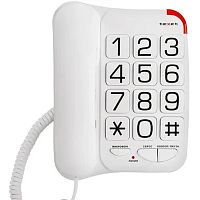 картинка texet tx-201 белый { проводной, повторный набор номера, кнопка выключения микрофона, регулятор громкости звонка, белый} от магазина Tovar-RF.ru