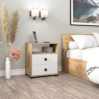 картинка Тумба прикроватная БИТЕЛ ЛАУРА Дуб крафт золотой/Белый (1 упаковка) БИТЕЛ ЛАУРА Дуб крафт золотой/Белый (1 кор.) от магазина Tovar-RF.ru