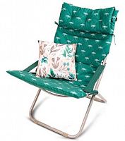 картинка Кресло-шезлонг NIKA Кресло-шезлонг со съемным матрасом и декоративной подушкой (HHK6/G темно-зеленый) от магазина Tovar-RF.ru