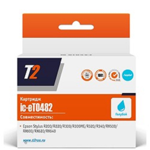 картинка t2 c13t048240 (ic-et0482) картридж  для  epson stylus photo r200/r300/rx500/rx600, голубой, с чипом от магазина Tovar-RF.ru