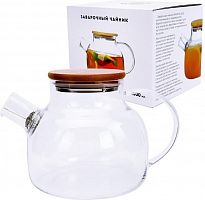 картинка Заварочный чайник ND PLAY 306653 Заварочный чайник с бамбуковой крышкой в подарочной упаковке, 1000 мл, стекло от магазина Tovar-RF.ru