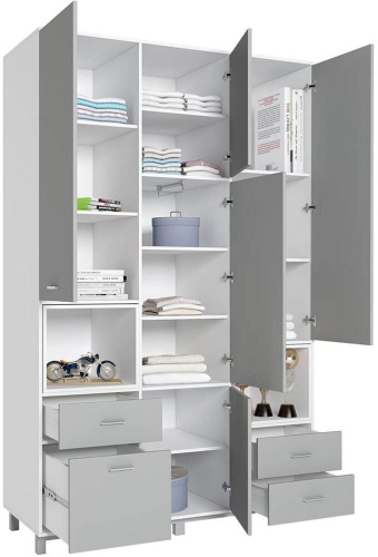 картинка детская мебель polini шкаф трехсекционный kids mirum 2330 белый-серый (4 кор.) polini шкаф трехсекционный kids mirum 2330 белый-серый (4 кор.) от магазина Tovar-RF.ru