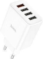 картинка сзу hoco (6931474777713) c102a white сзу 4usb 2.1a qc3.0 быстрая зарядка от магазина Tovar-RF.ru