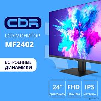 картинка cbr lcd монитор 23.8" mf-2402 безрамочный, ips, fhd 1920x1080, 100гц, динамики 2*3w, 1*dp, 1*hdmi, 1*vga, внешний бп, freesync, черный, кабель 1* hdmi 1.5м в комплекте [lcd-mf2402-opc] от магазина Tovar-RF.ru