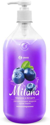 картинка Жидкое мыло GRASS 126301 Milana черника в йогурте с дозатором (флакон 1000мл) GRASS 126301 Milana черника в йогурте с дозатором (флакон 1000мл) от магазина Tovar-RF.ru